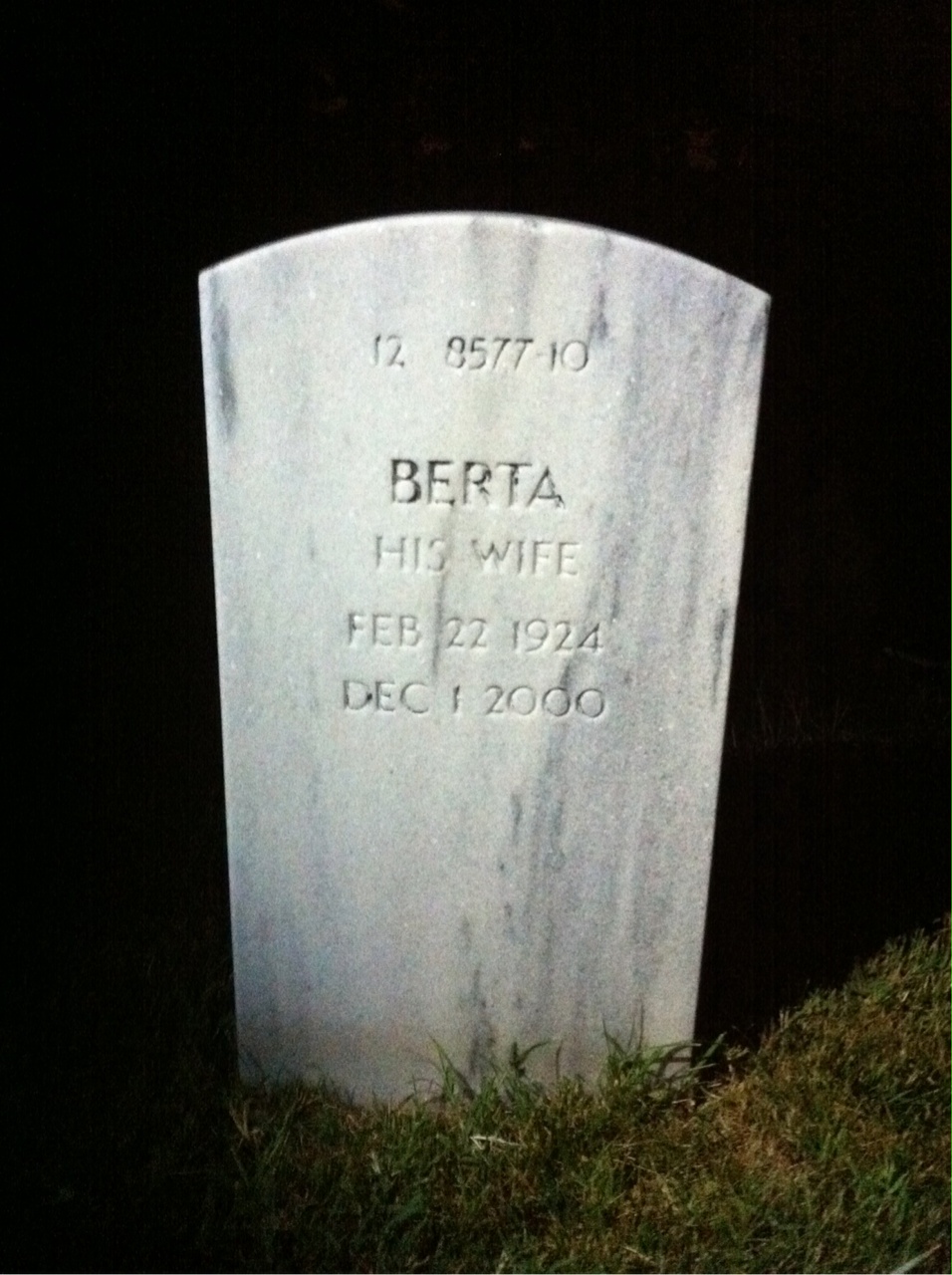 Back of headstone — John Myers