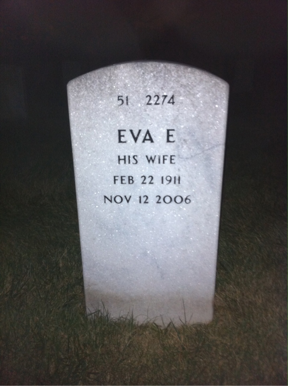 Back of headstone — Marshall Dodson