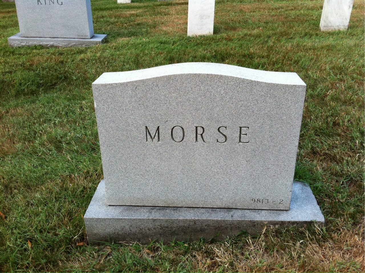 Back of headstone — Walter Morse