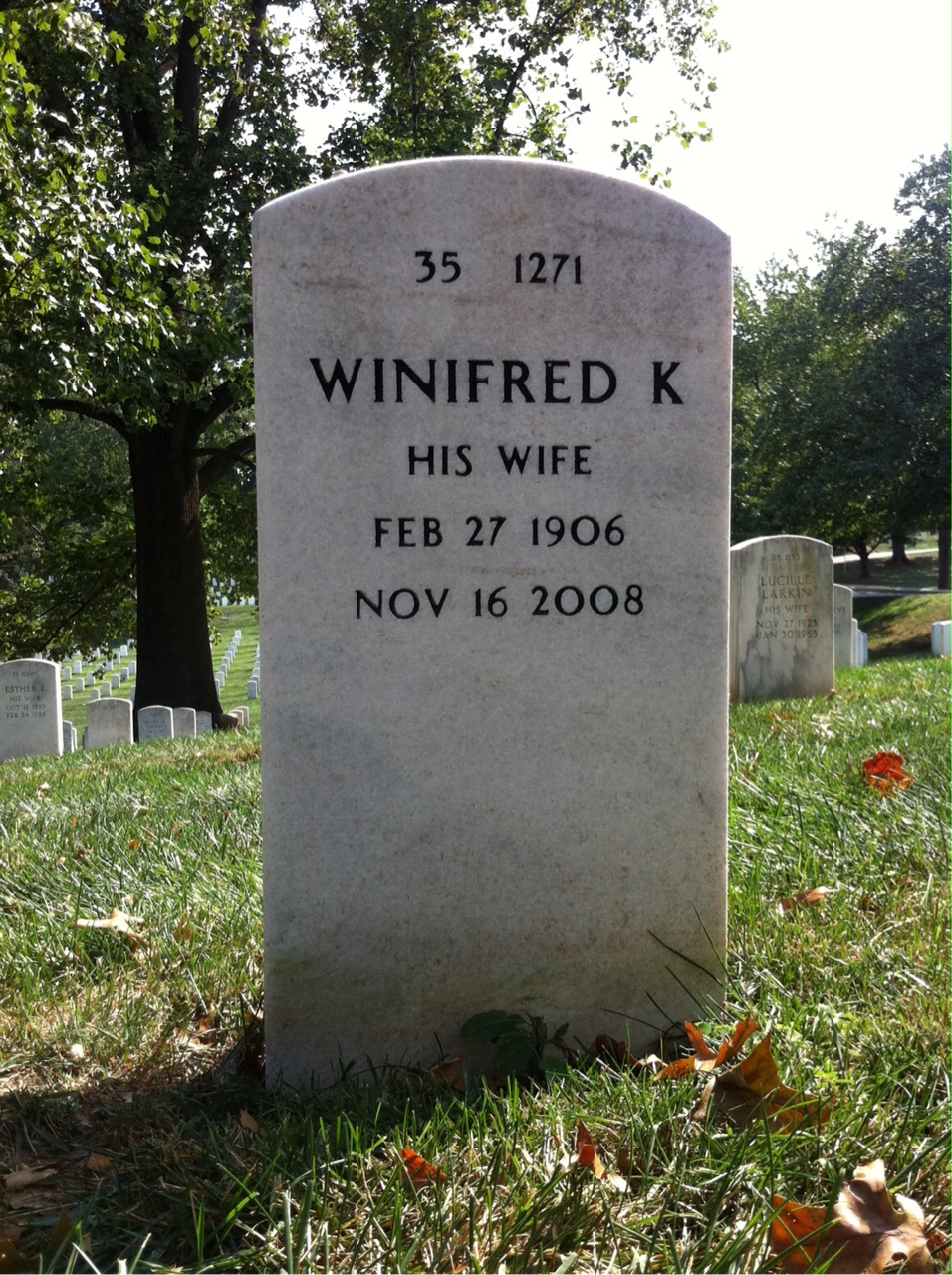 Back of headstone — Carl Herndon