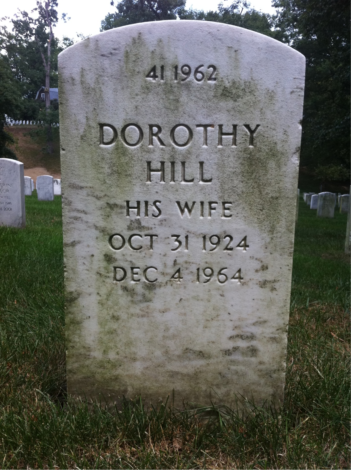 Back of headstone — William Joseph Brown