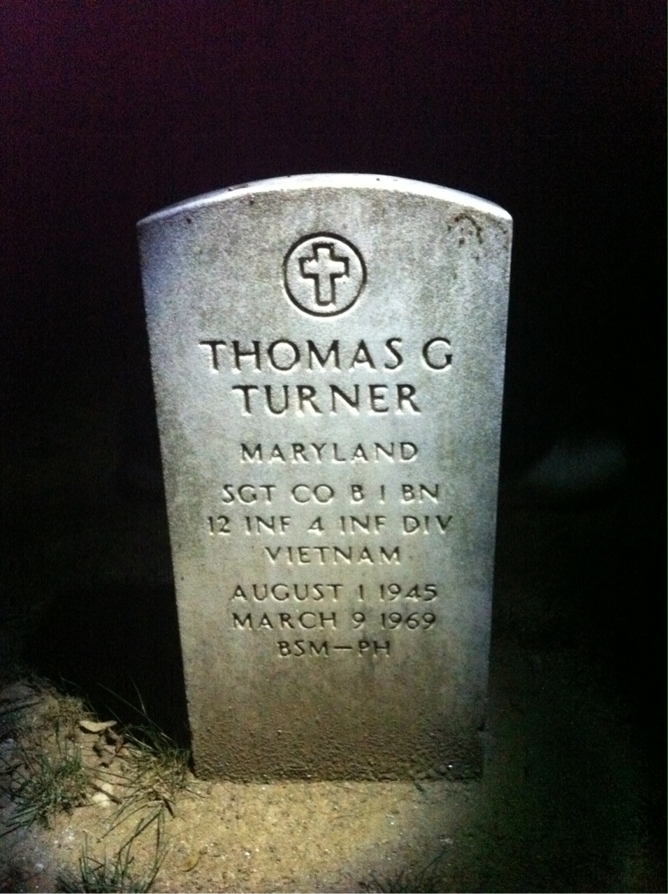 Back of headstone — Thomas Gaines Turner