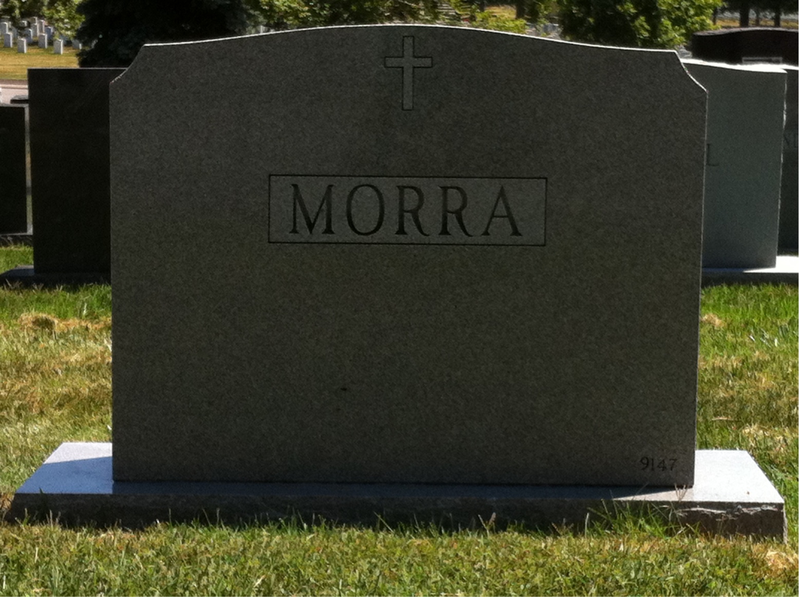 Back of headstone — Gloria Morra