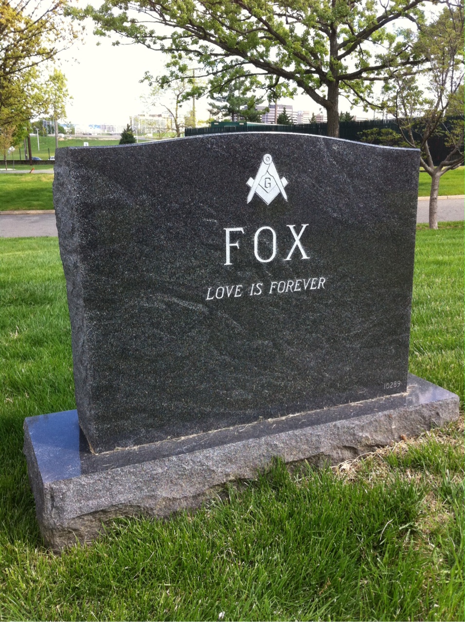 Back of headstone — Richard Fox