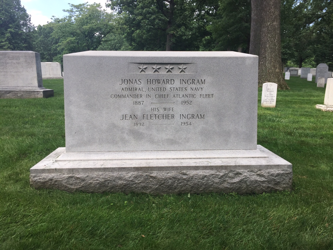 Headstone shared by 2 interments, including Jonas Ingram