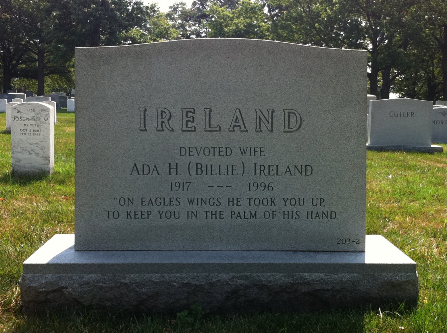 Back of headstone — Thornton Ireland