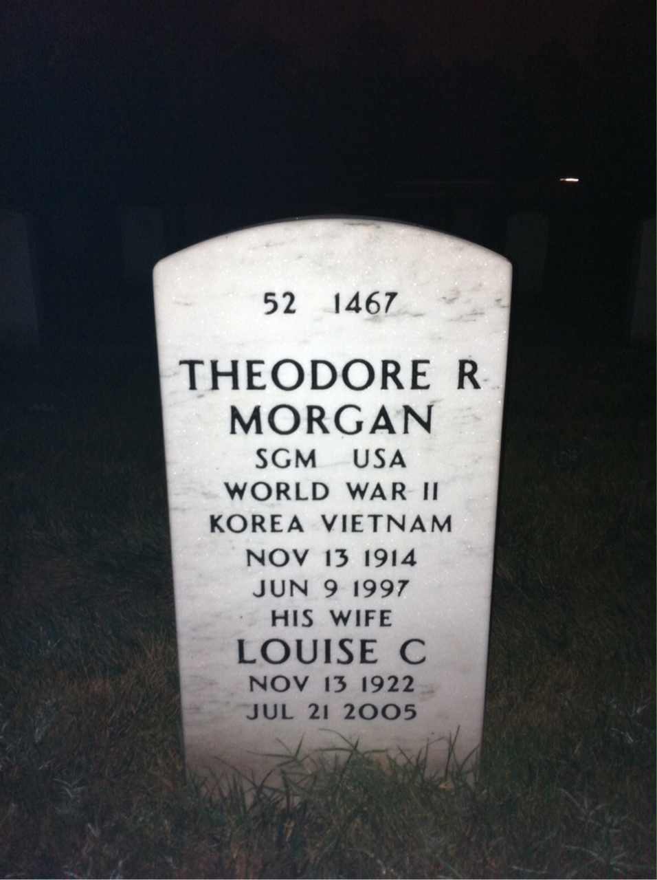 Back of headstone — Theodore Morgan