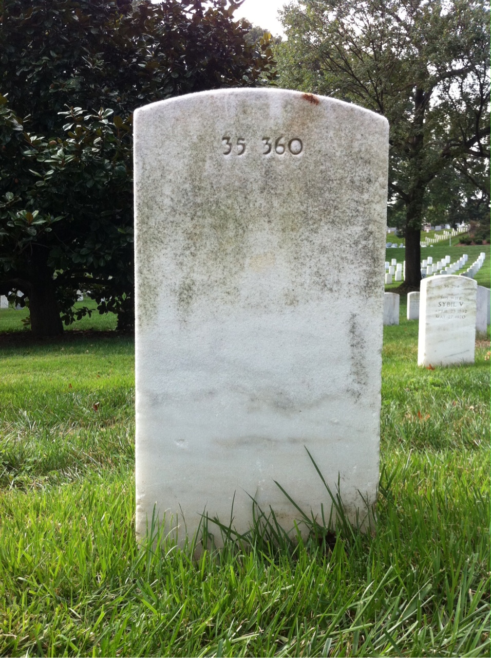 Back of headstone — Thomas W Williams