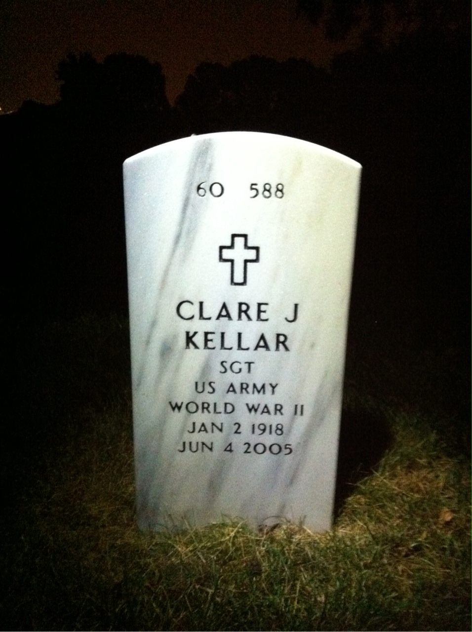 Back of headstone — Clare Kellar