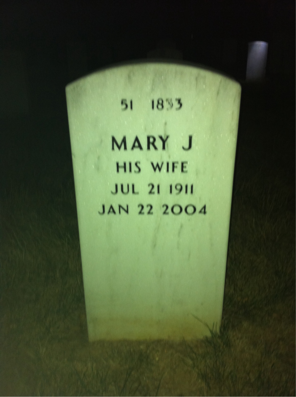 Back of headstone — John Piccolo