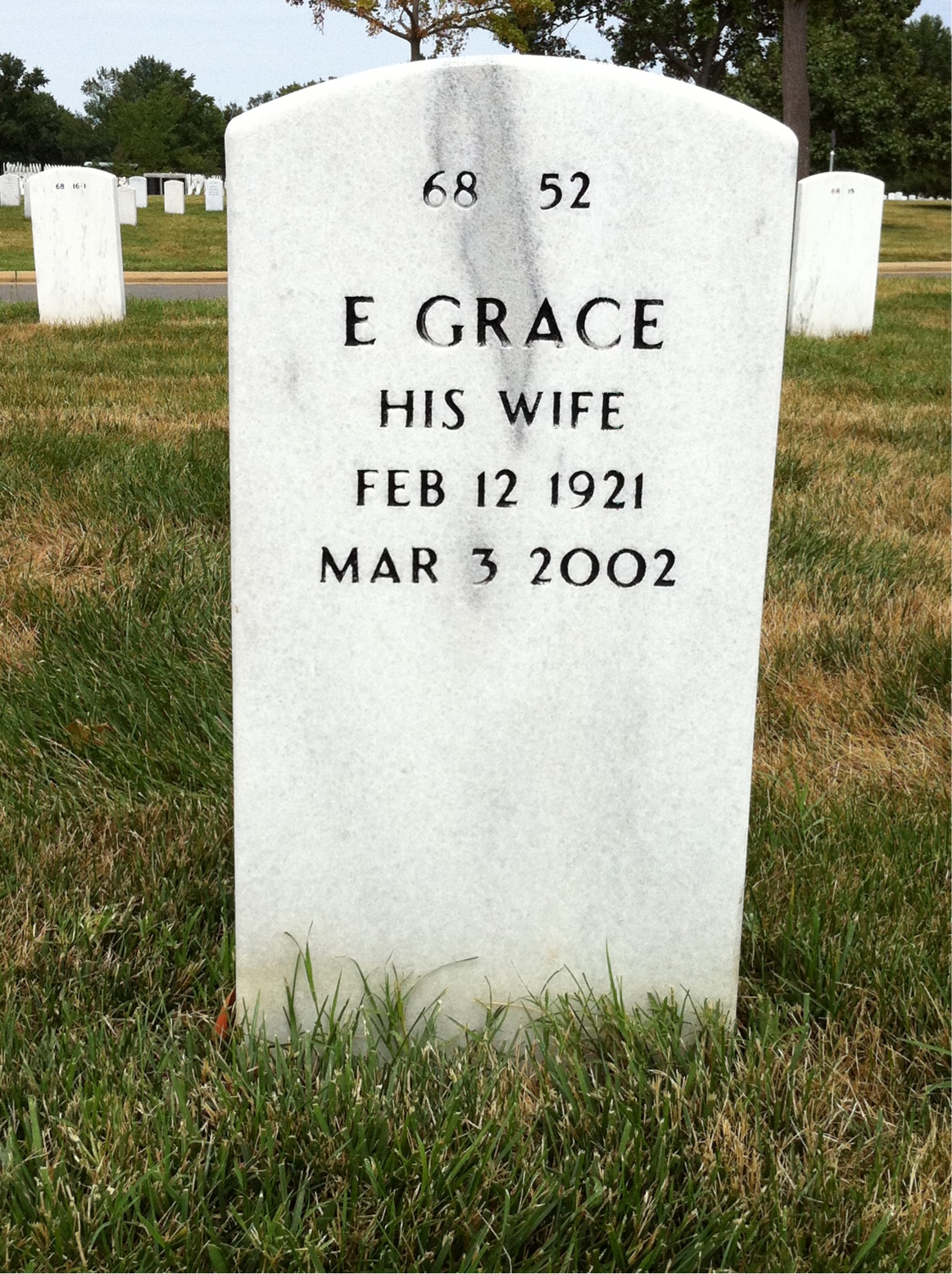 Back of headstone — George Washburn