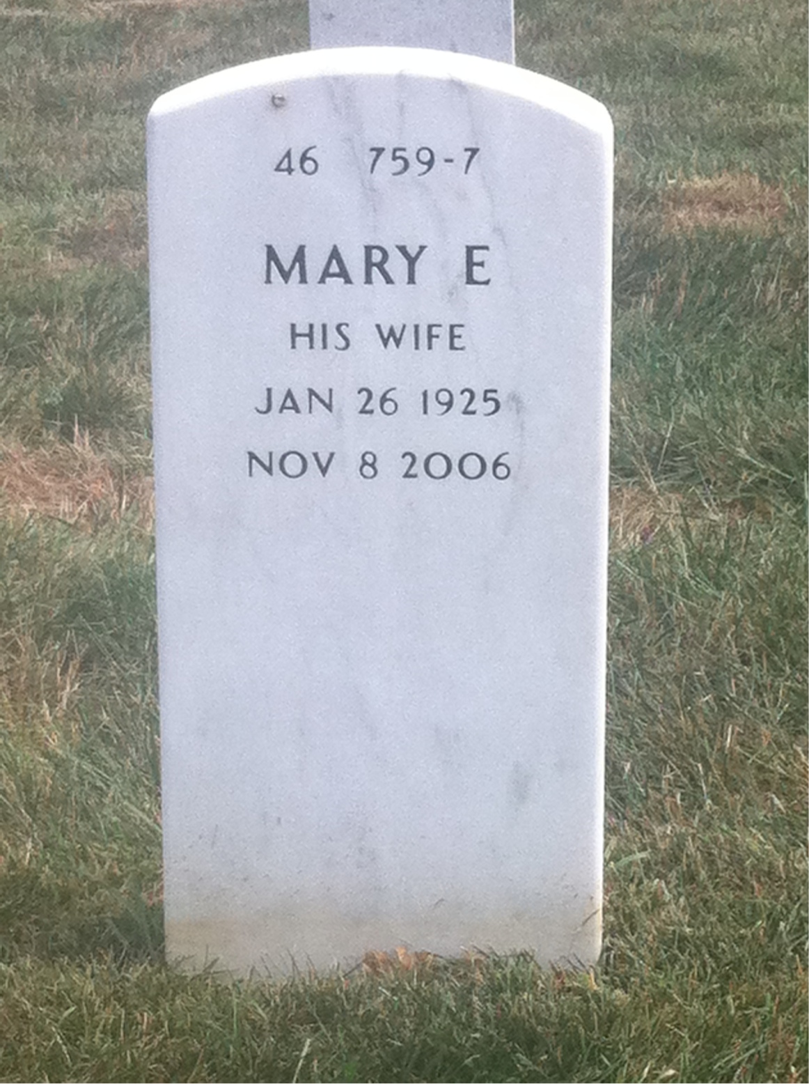 Back of headstone — Bobbie Johnson