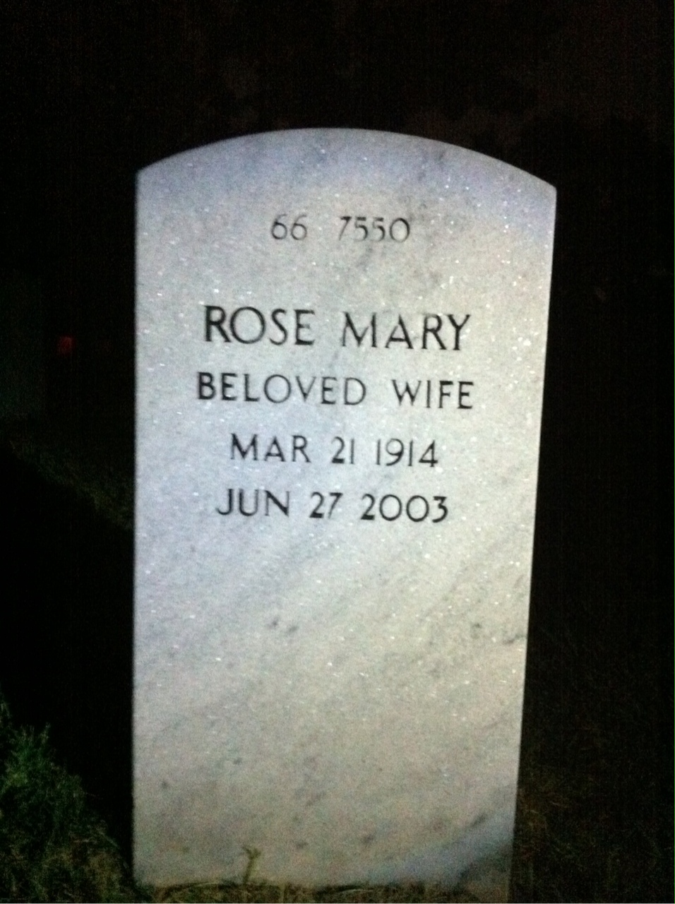 Back of headstone — Alan Toffler