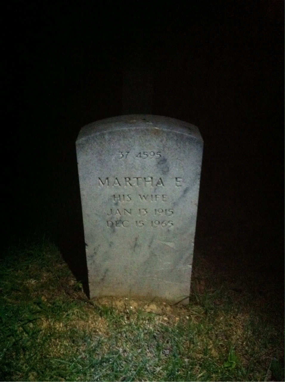 Back of headstone — Martha Mims