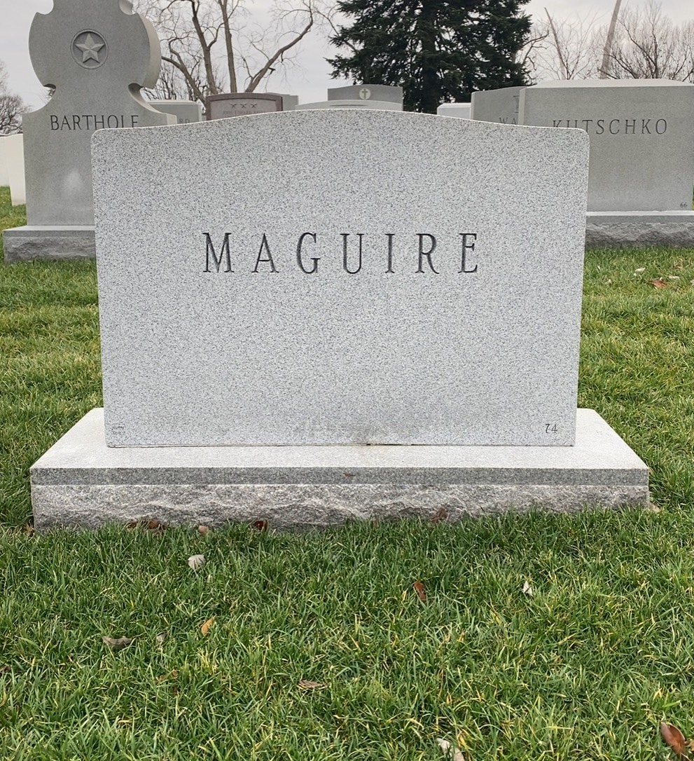 Back of headstone — George Maguire