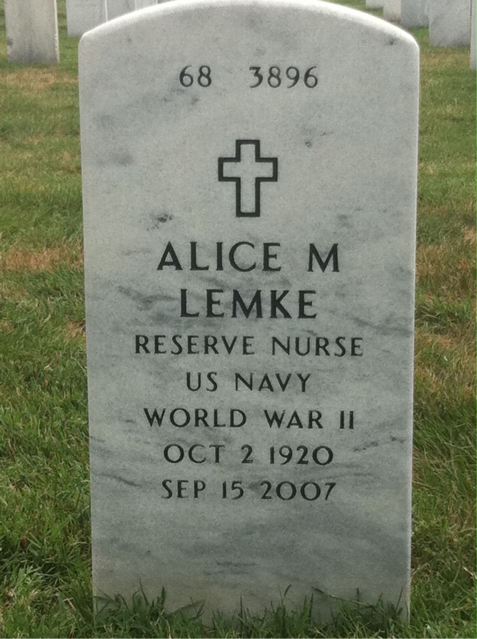 Back of headstone — Willard Lemke