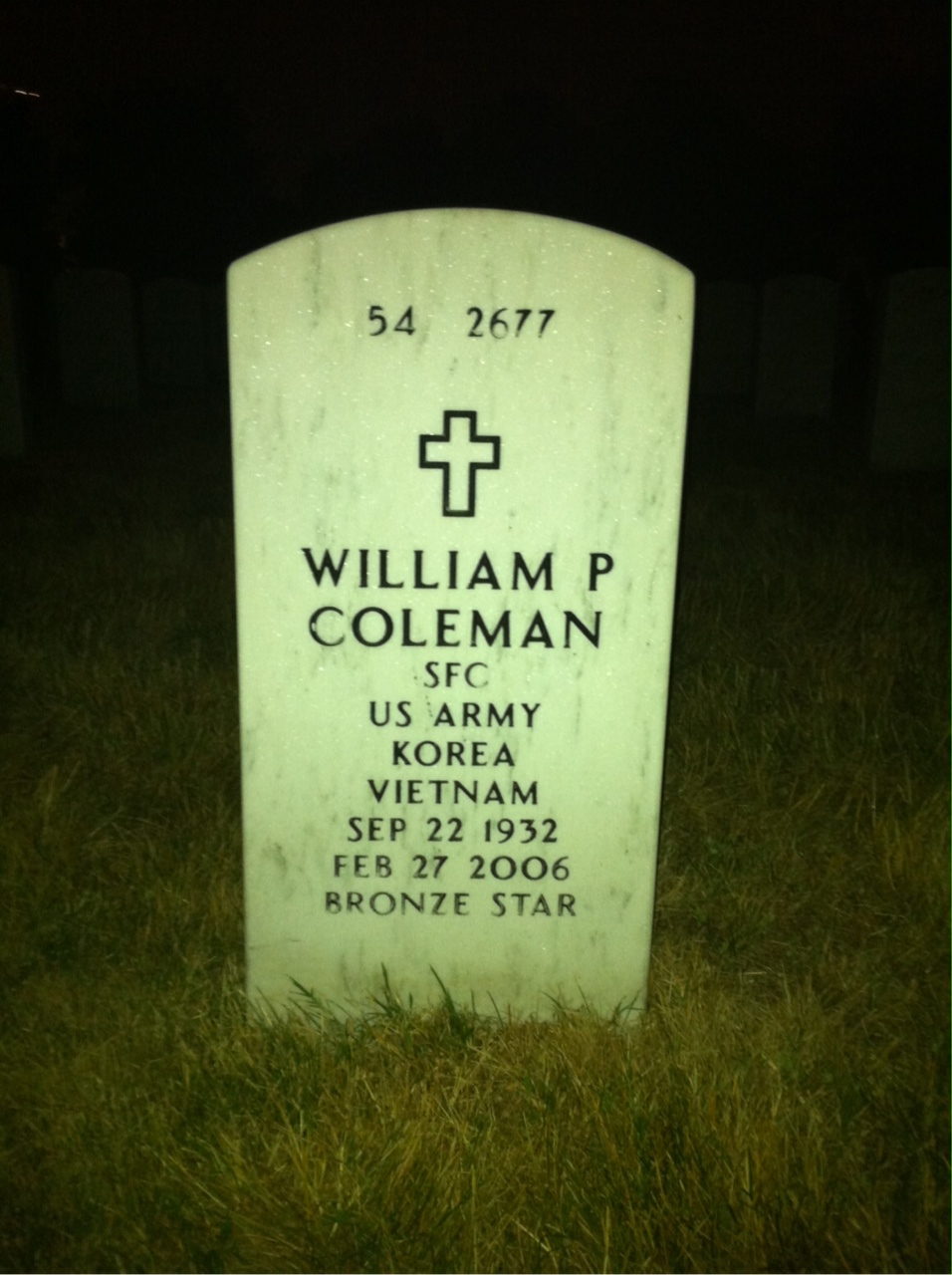 Back of headstone — Buena Coleman