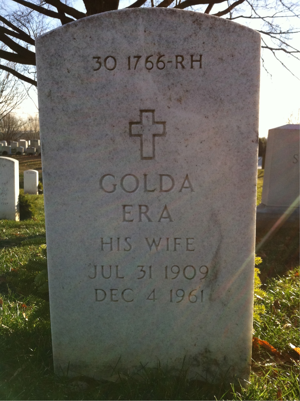 Back of headstone — Donald Alderson