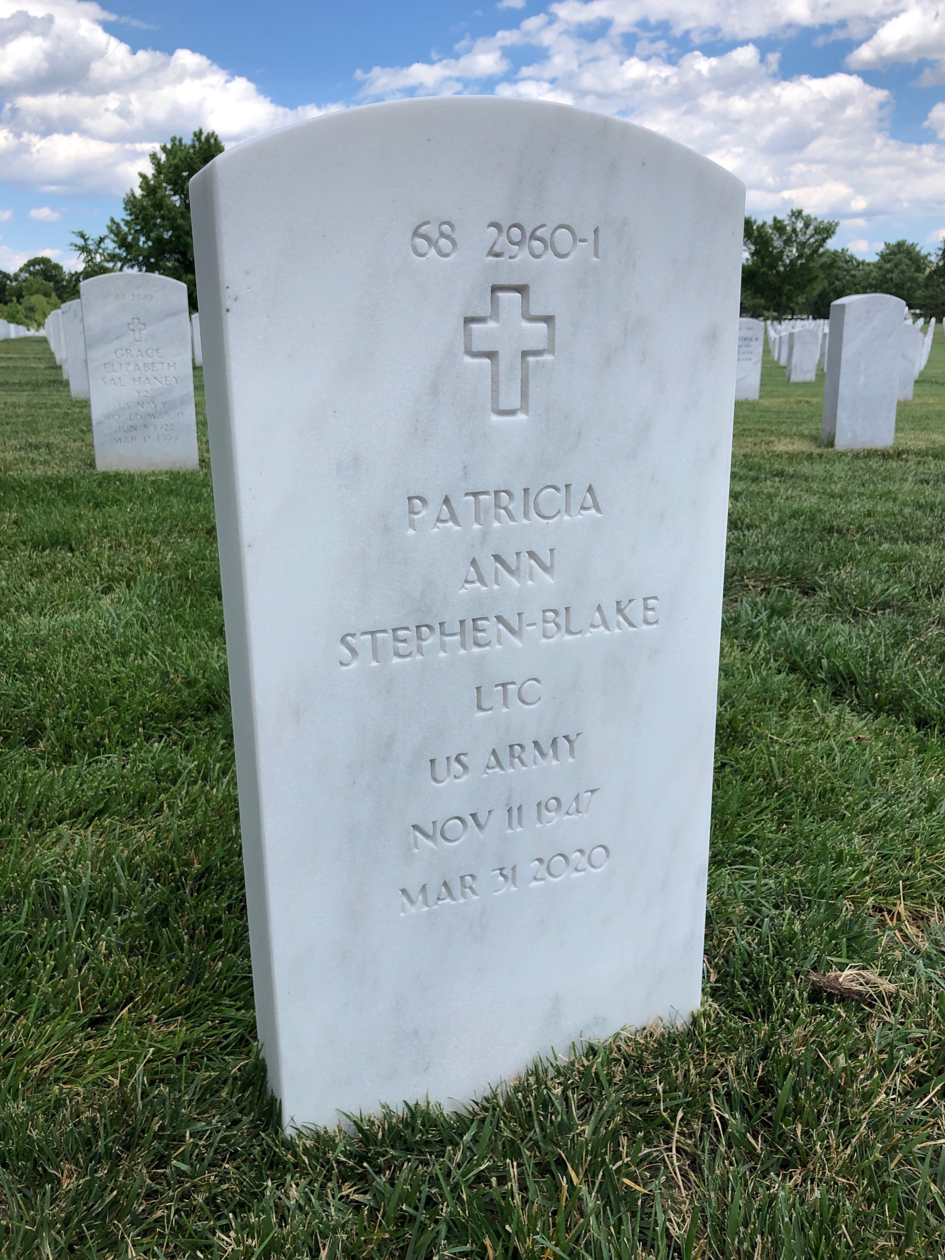 Back of headstone — Kenneth Blake