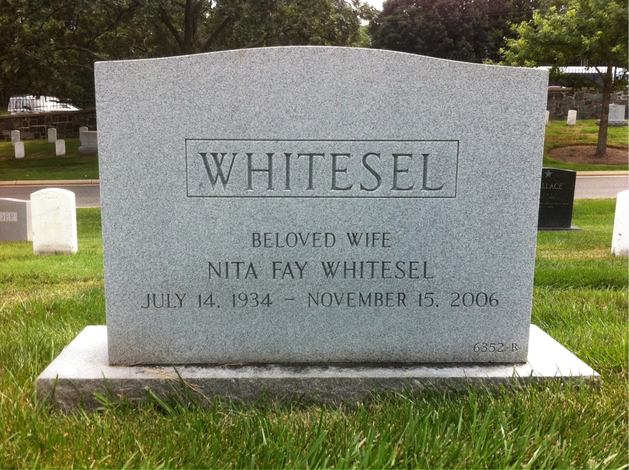 Back of headstone — Thomas Whitesel
