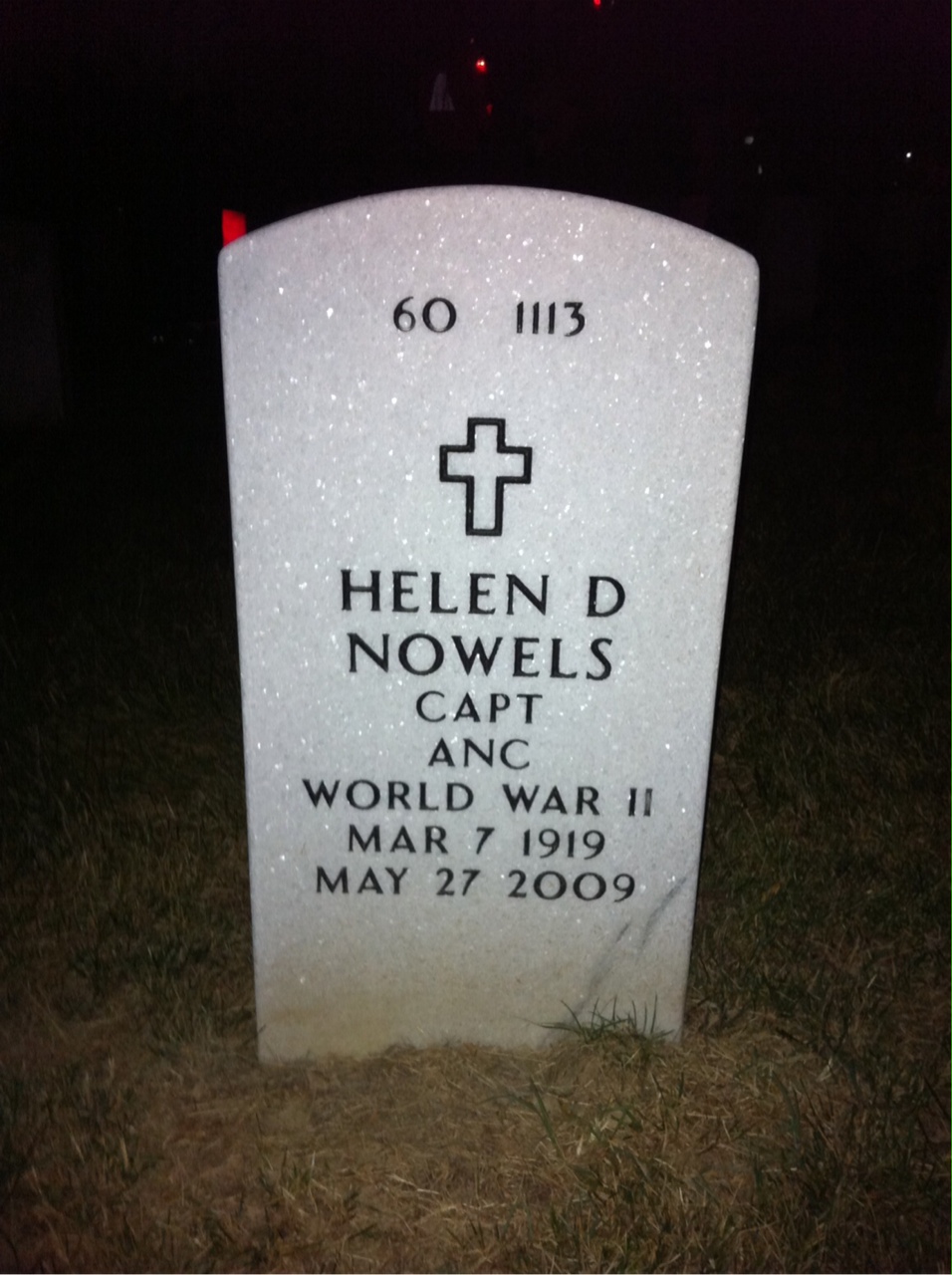 Back of headstone — Helen Nowels
