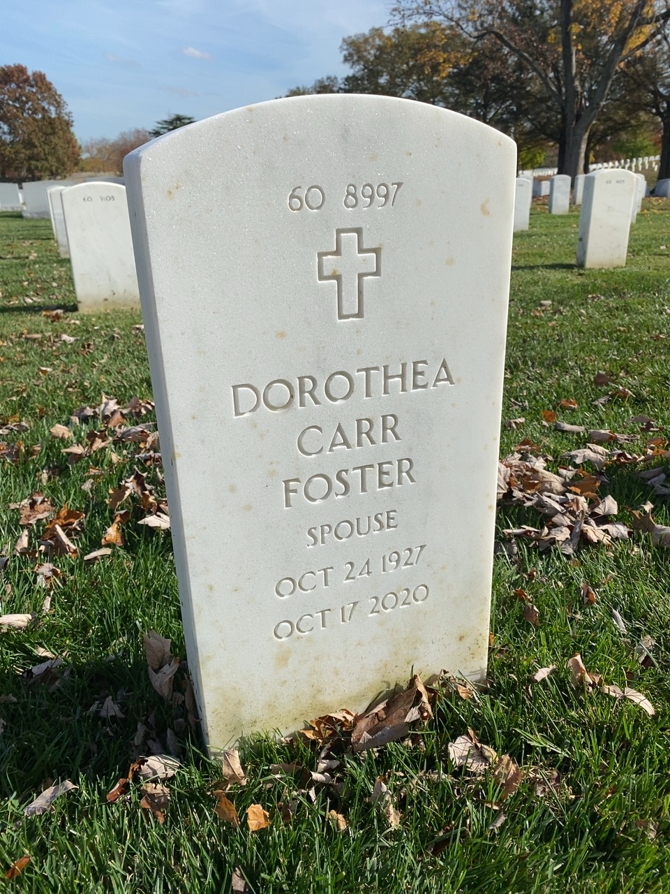 Back of headstone — Dudley Foster