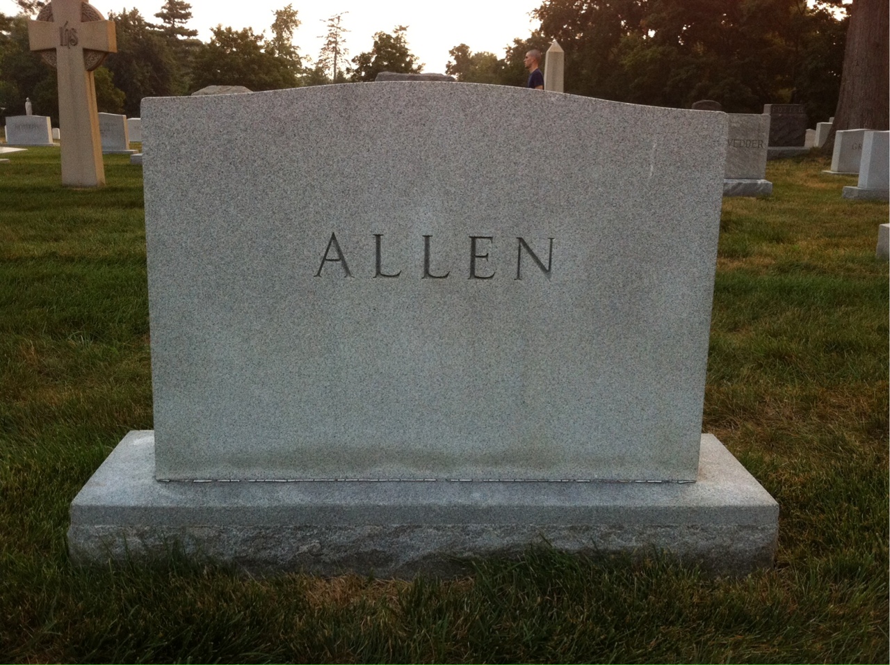 Back of headstone — Ezra Allen