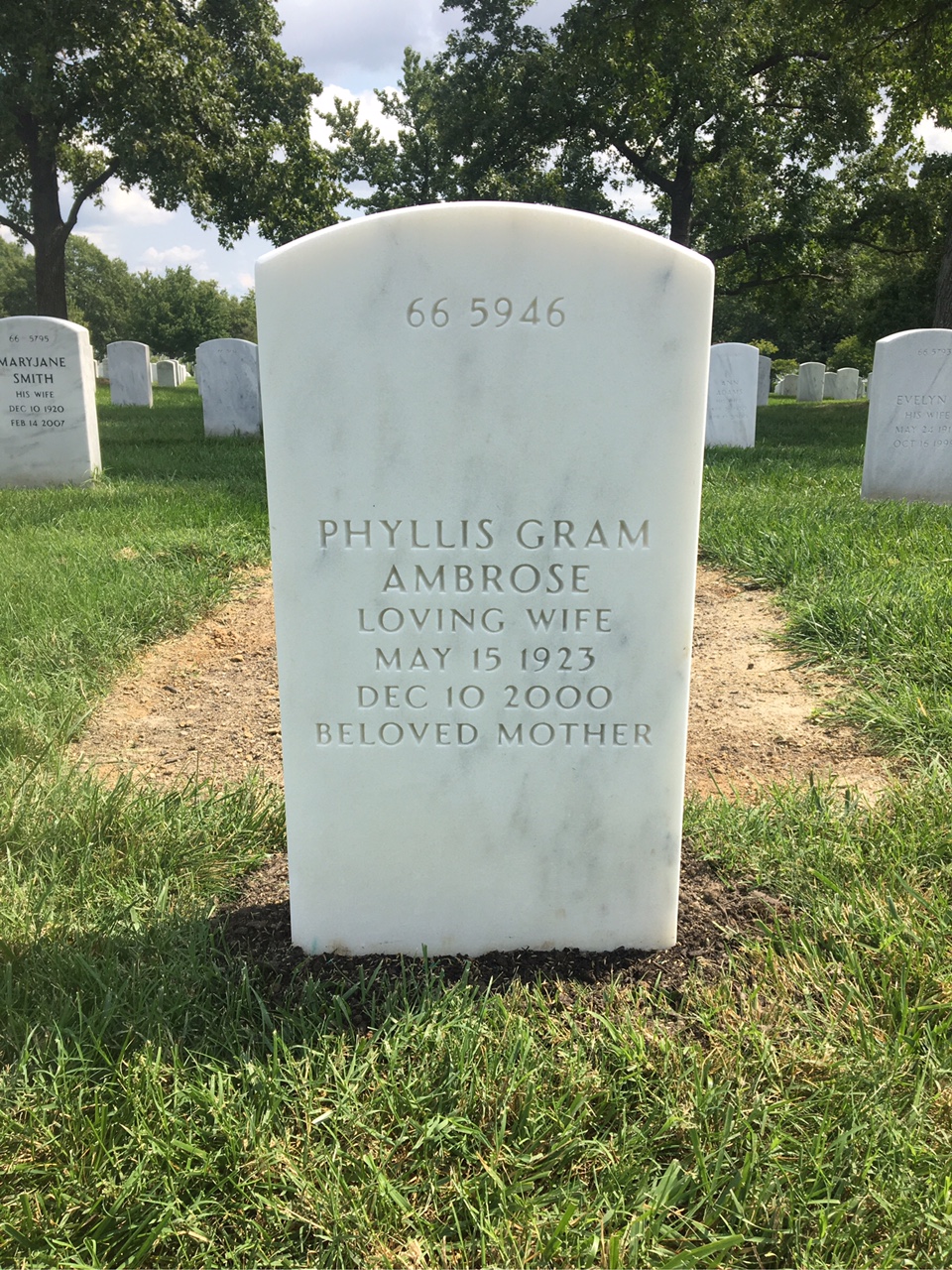 Back of headstone — Bernard Ambrose