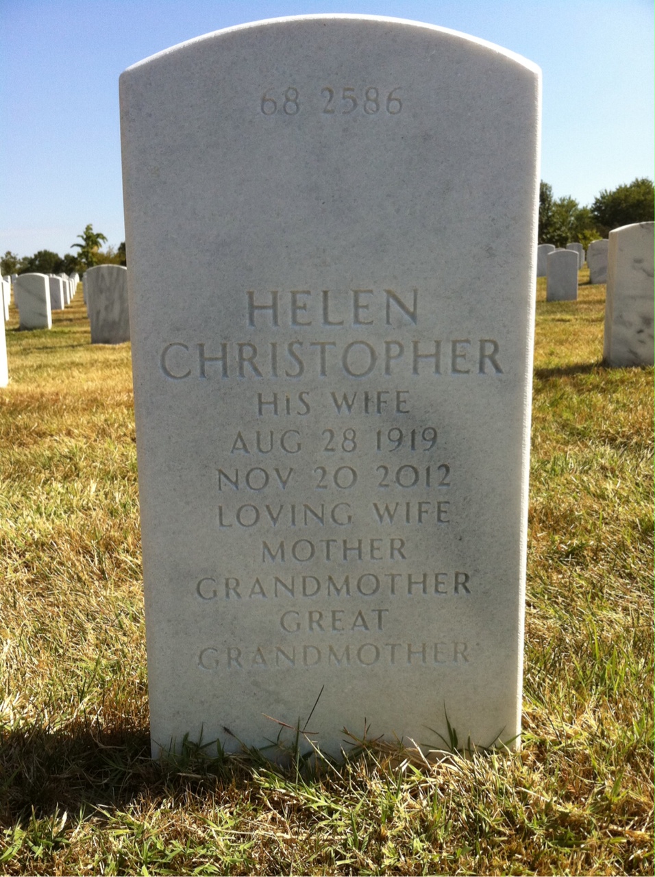 Back of headstone — Raymond Born