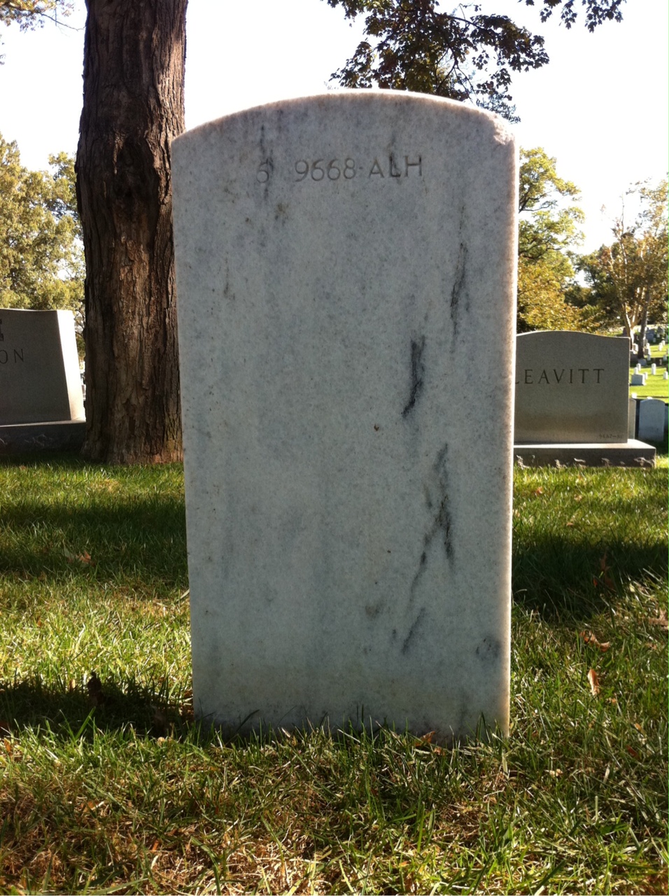 Back of headstone — Loulie Adams