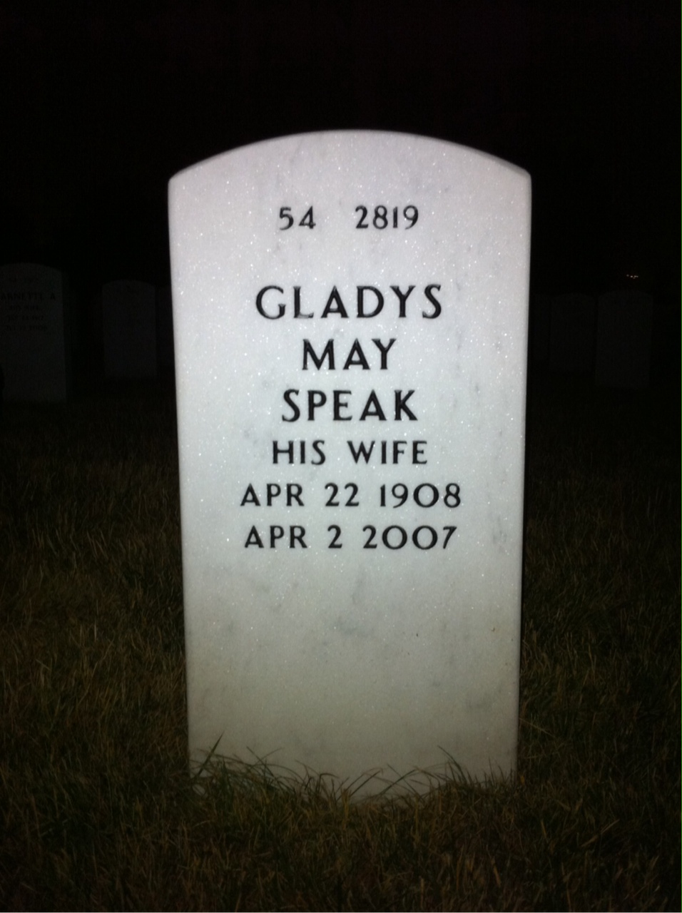 Back of headstone — Russell Engelmann