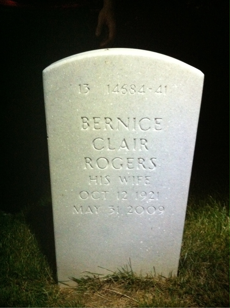 Back of headstone — Howard Parris
