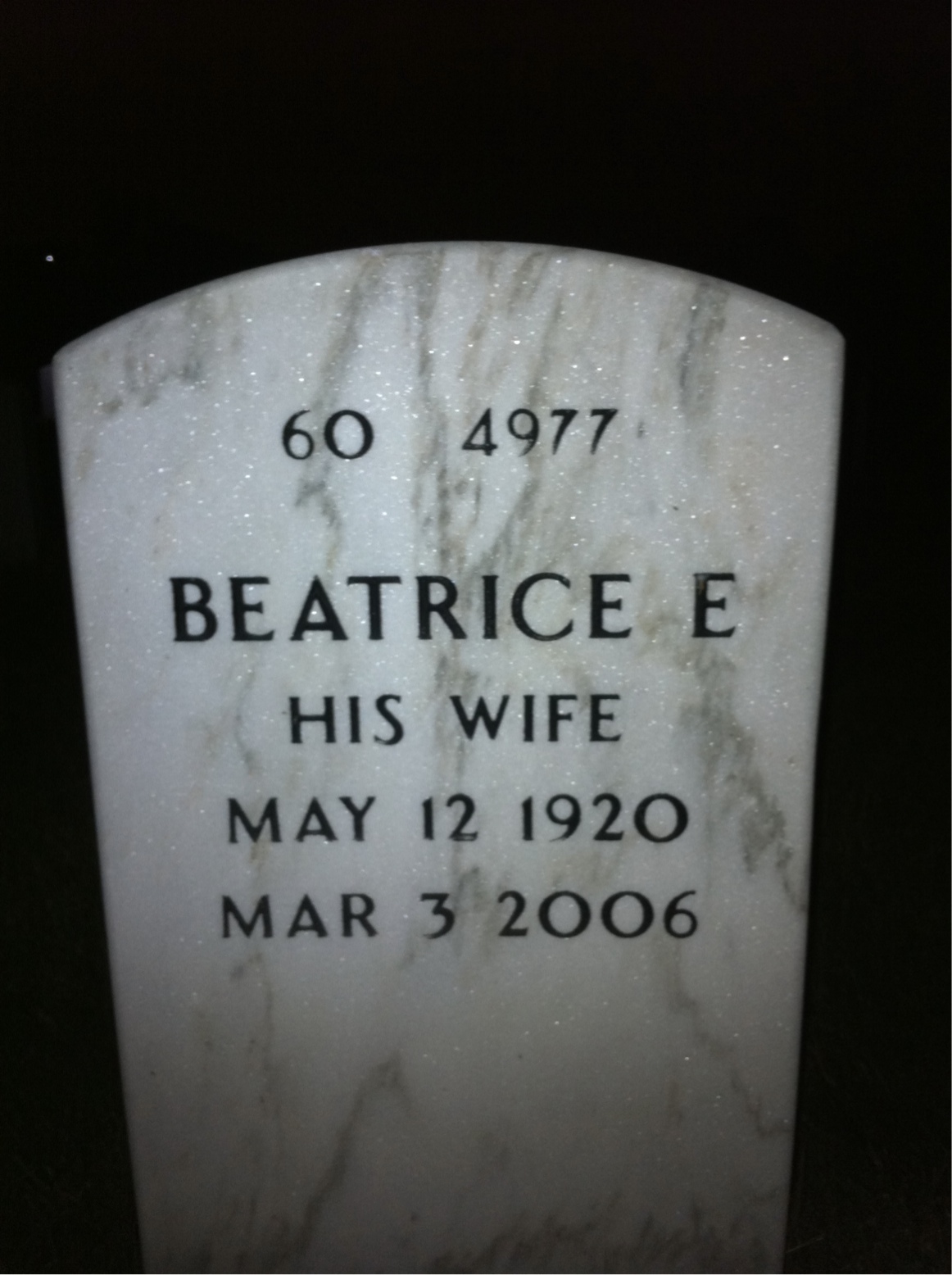 Back of headstone — Walter Kraus