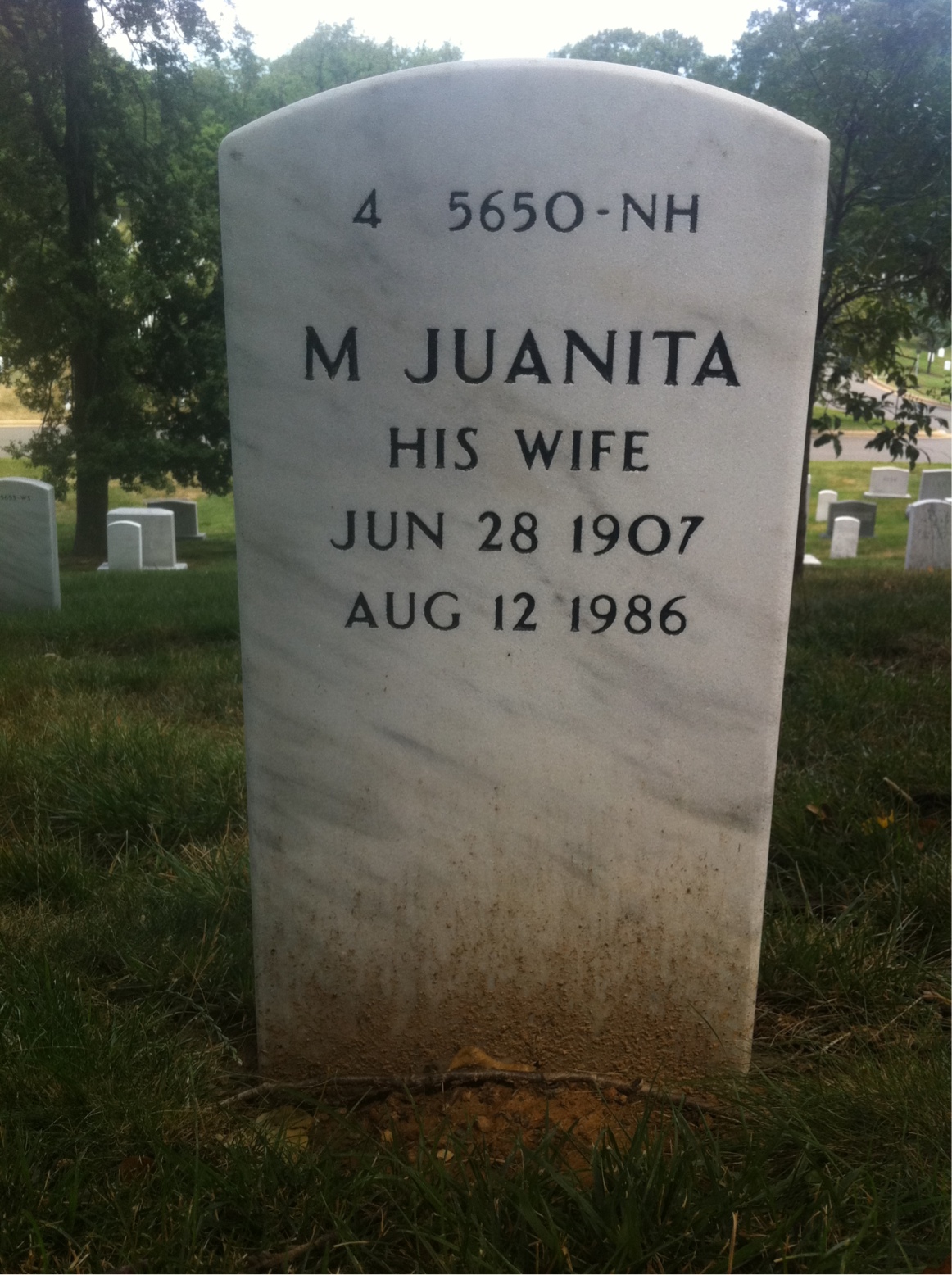 Back of headstone — M Crockett