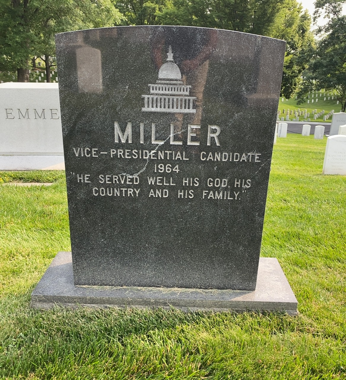 Back of headstone — William Miller