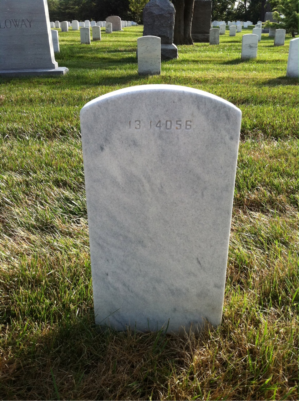 Back of headstone — W Allen