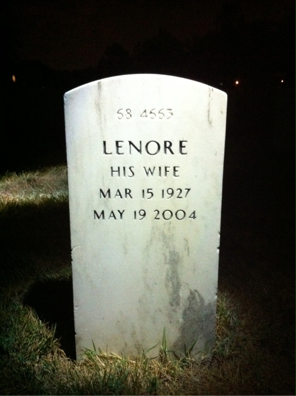Back of headstone — George Demos