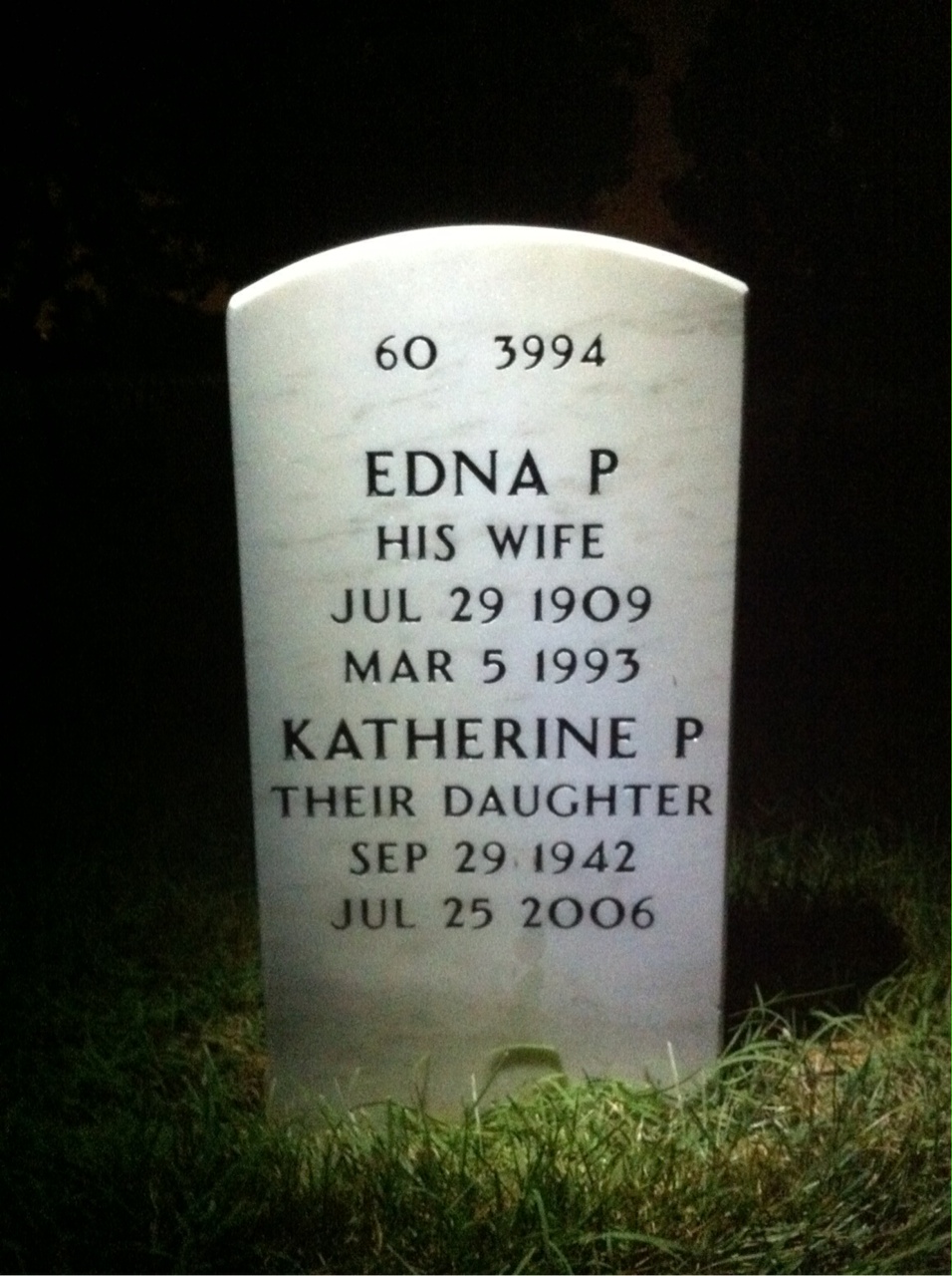 Back of headstone — George Hill