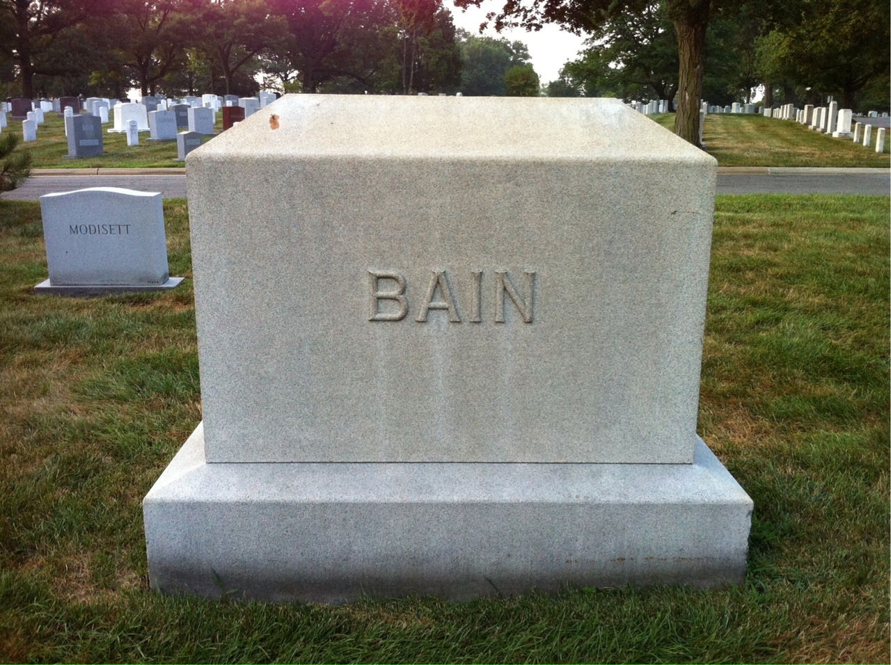 Back of headstone — Peter Bain