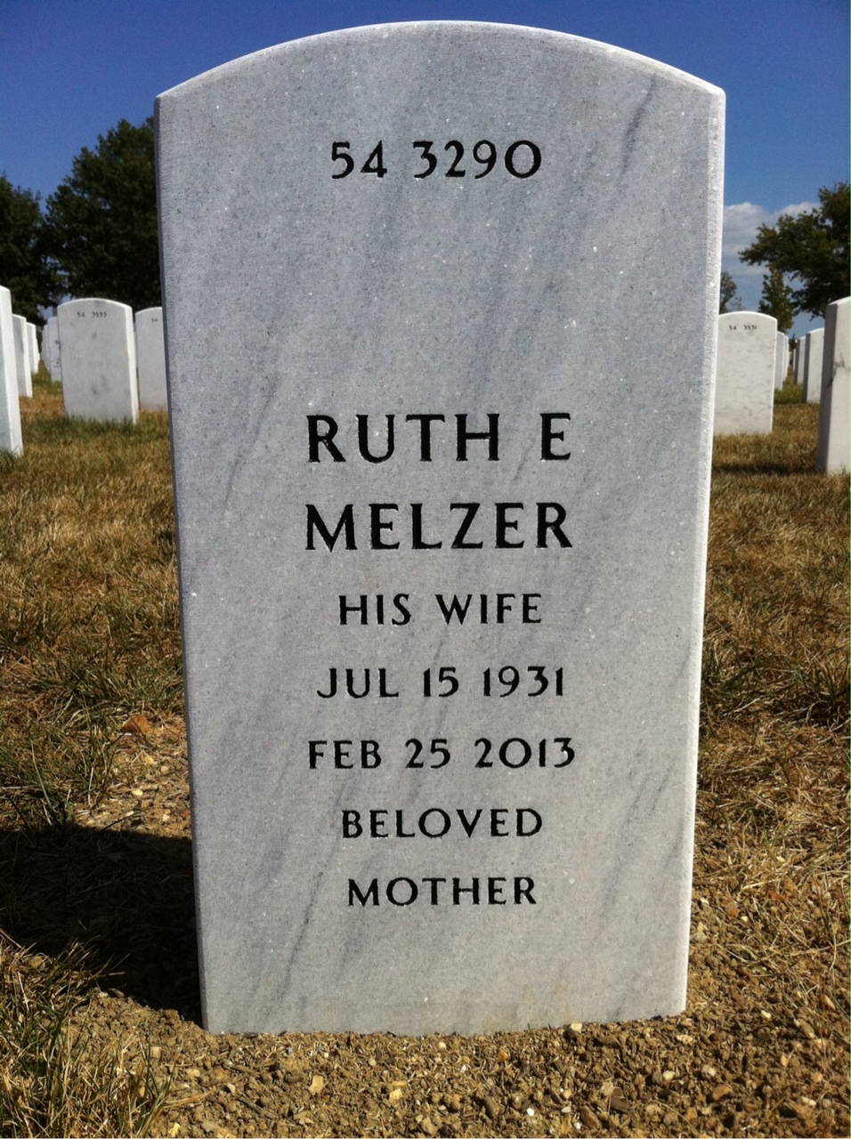 Back of headstone — John De Maria