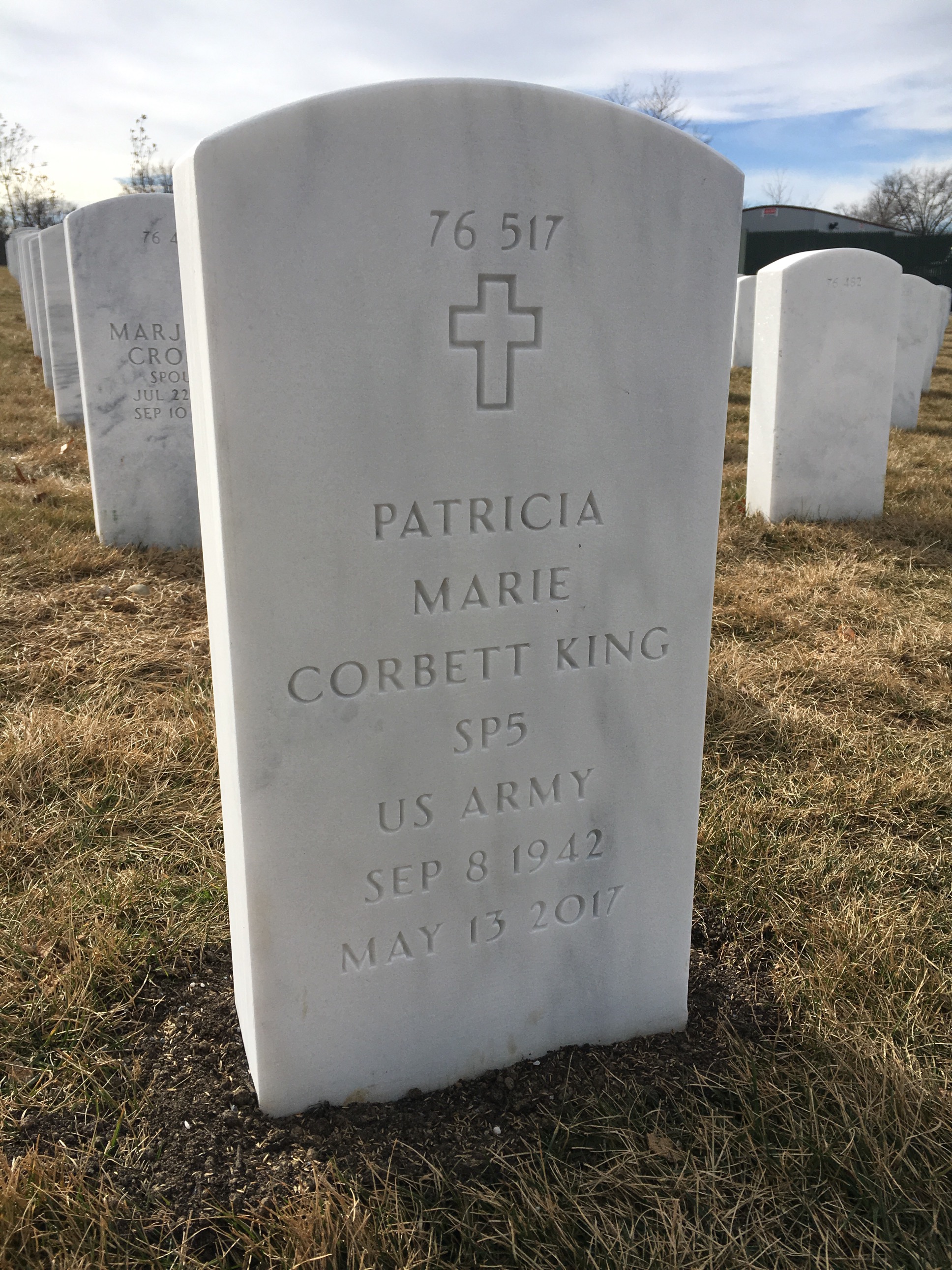 Back of headstone — Patricia Corbett King
