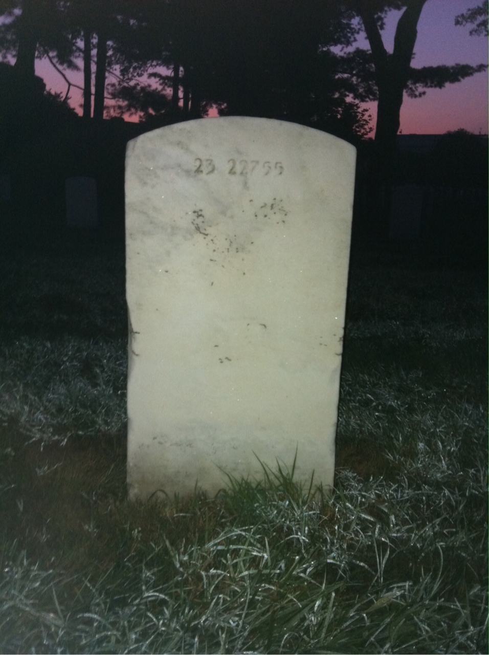 Back of headstone — Charles Adams