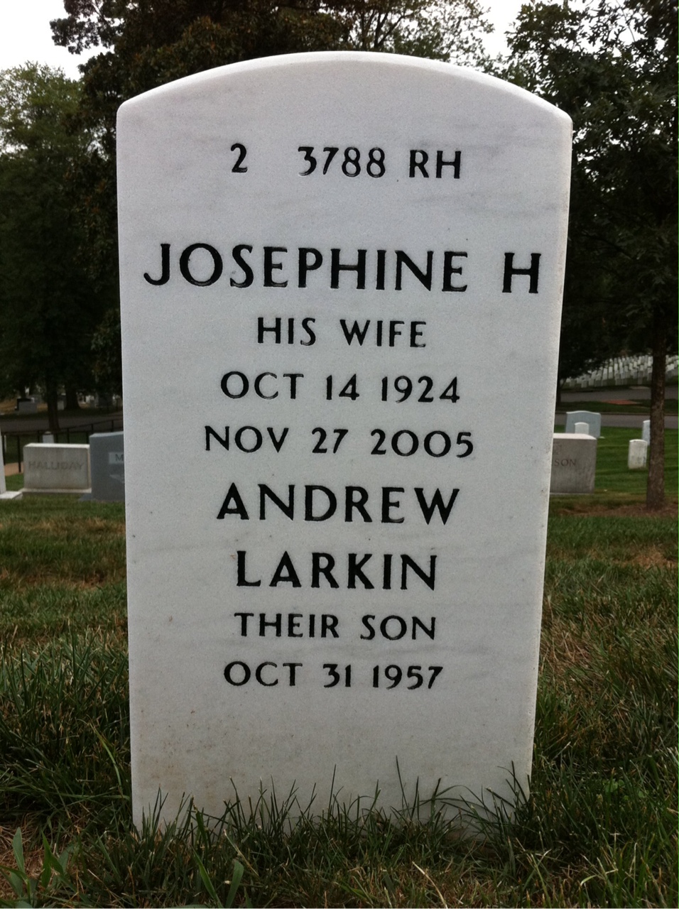 Back of headstone — Thomas Sparkman