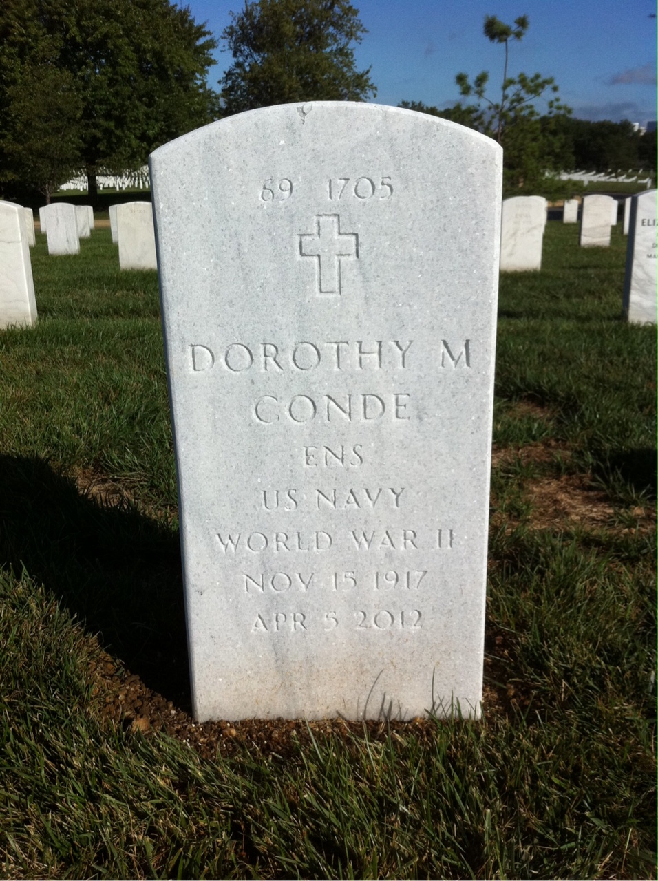 Back of headstone — Ralph Conde