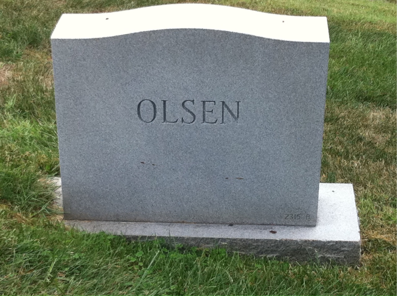 Back of headstone — Eugene Olson