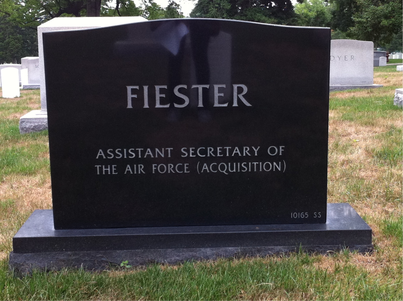 Back of headstone — Clark Fiester