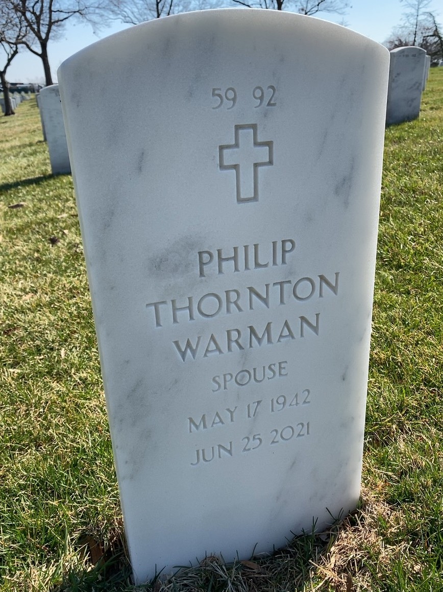 Back of headstone — Juanita Lee Warman