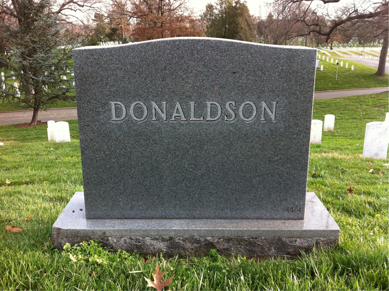Back of headstone — Robert F Donaldson
