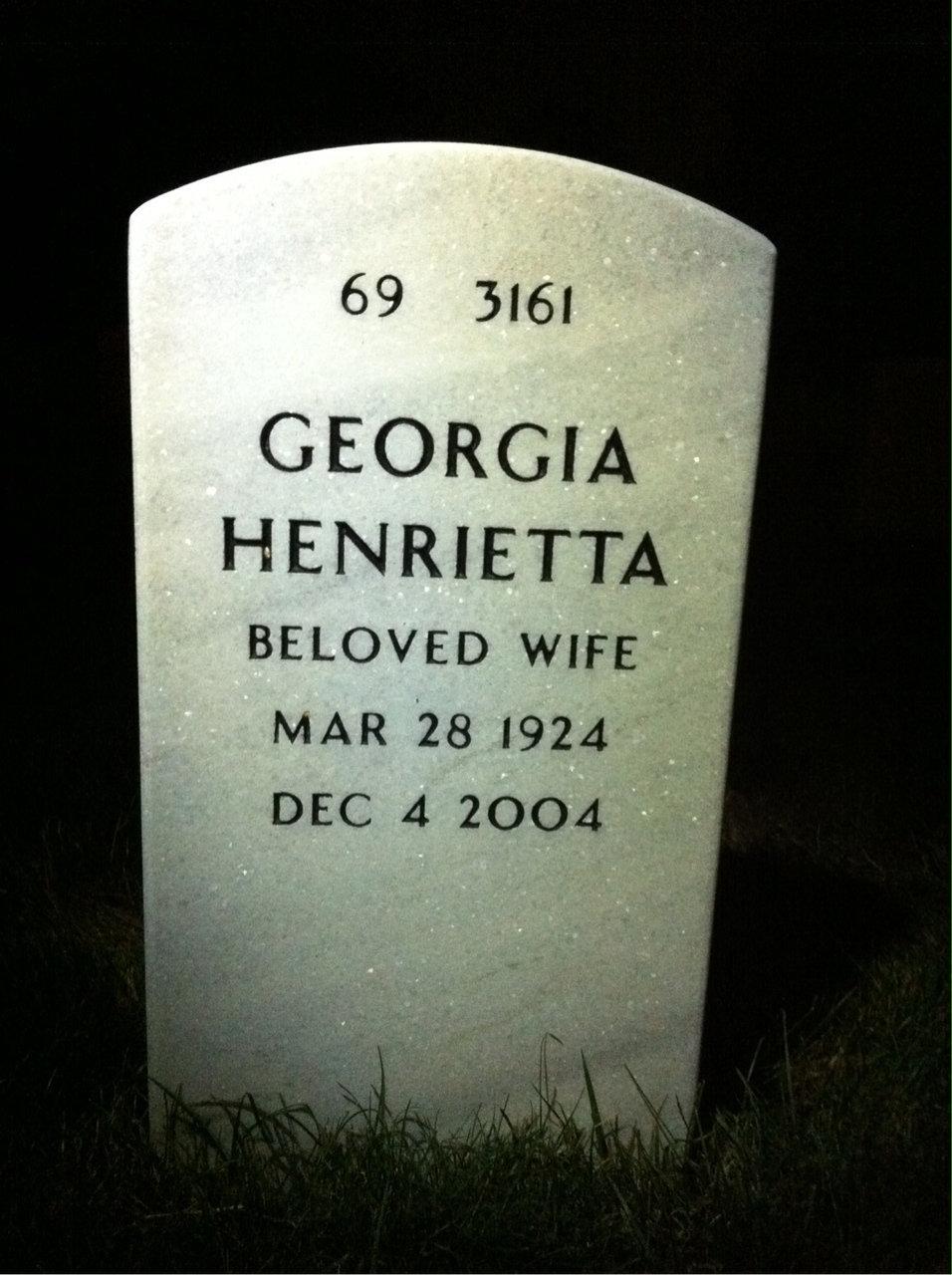 Back of headstone — Warren Whipple