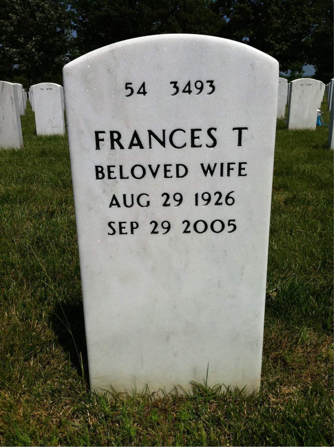 Back of headstone — Joseph Blanchard